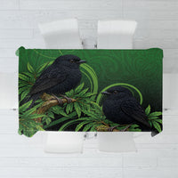 New Zealand Black Robin Tablecloth Karure Maori Koru Art Tattoo LT05 Green - Polynesian Pride