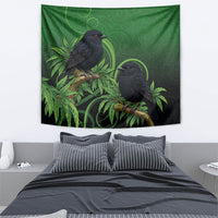 New Zealand Black Robin Tapestry Karure Maori Koru Art Tattoo LT05 - Polynesian Pride