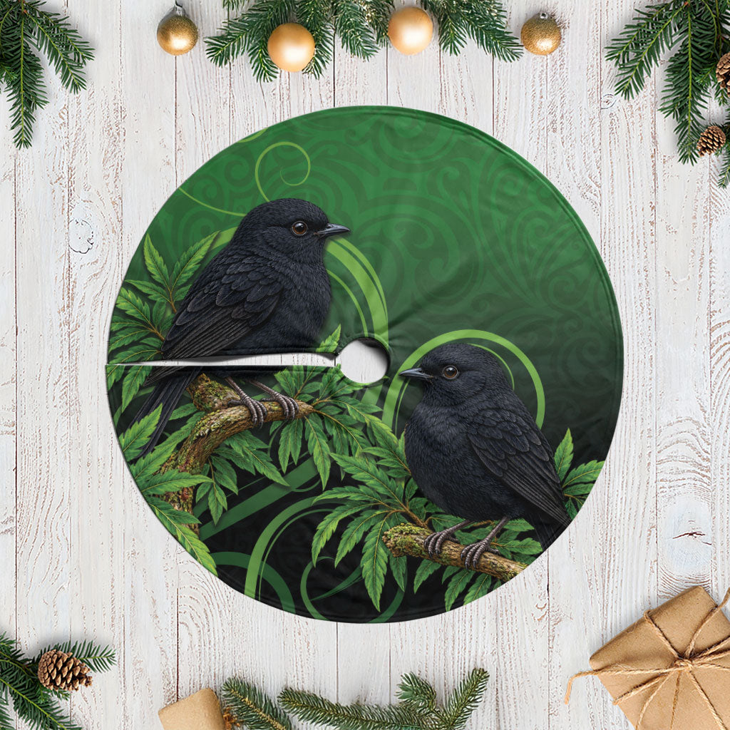New Zealand Black Robin Tree Skirt Karure Maori Koru Art Tattoo LT05 Casual Green - Polynesian Pride