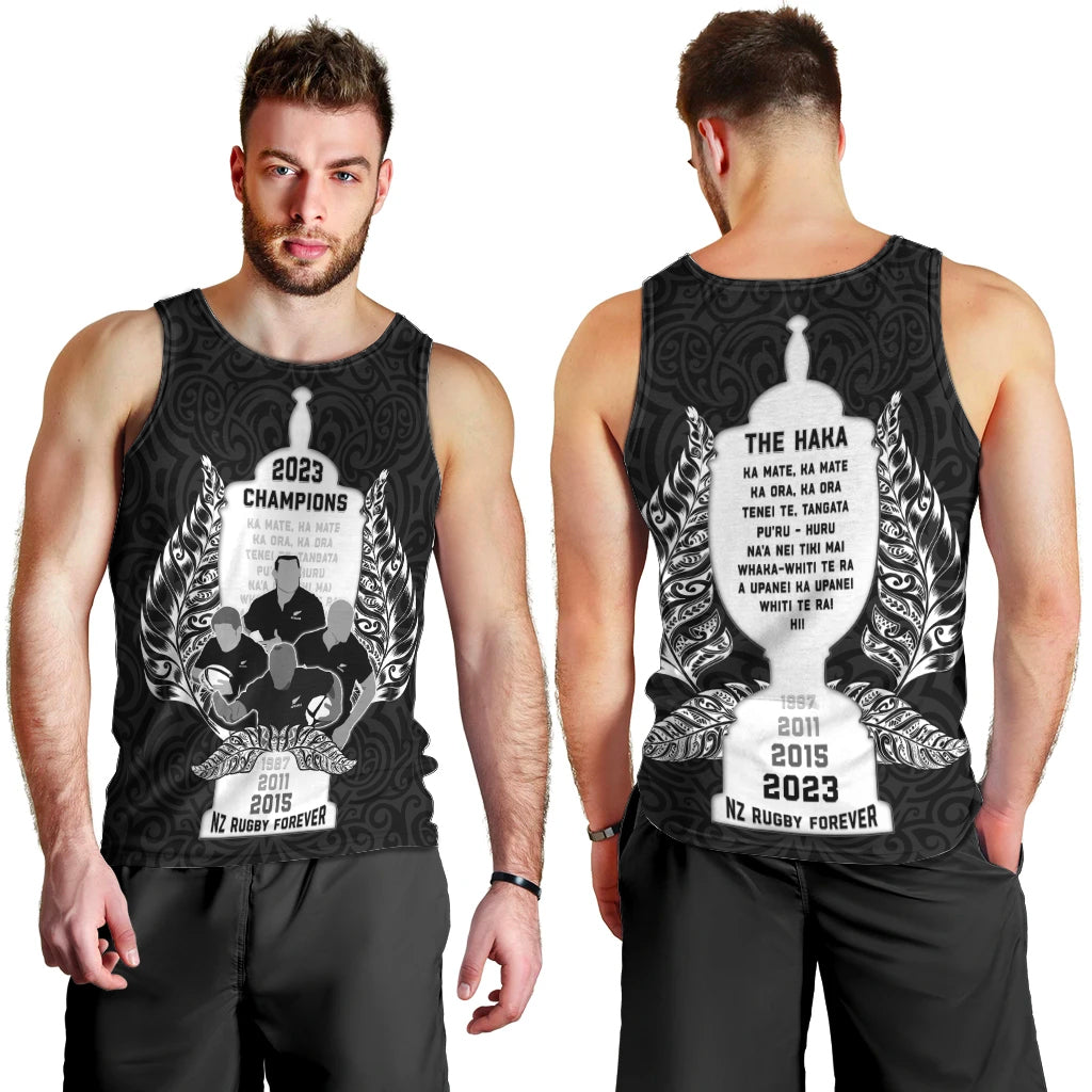 New Zealand Rugby Men Tank Top The Haka With Champions Cup LT05 - Polynesian Pride