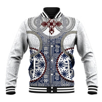 Hawaii Baseball Jacket Barkcloth Pattern Vintage Style LT05 Unisex Blue - Polynesian Pride