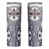 Hawaii Skinny Tumbler Barkcloth Pattern Vintage Style LT05 Blue - Polynesian Pride