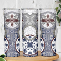 Hawaii Skinny Tumbler Barkcloth Pattern Vintage Style LT05 - Polynesian Pride