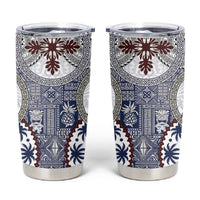 Hawaii Tumbler Cup Barkcloth Pattern Vintage Style LT05 Blue - Polynesian Pride