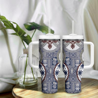 Hawaii Tumbler With Handle Barkcloth Pattern Vintage Style LT05 - Polynesian Pride