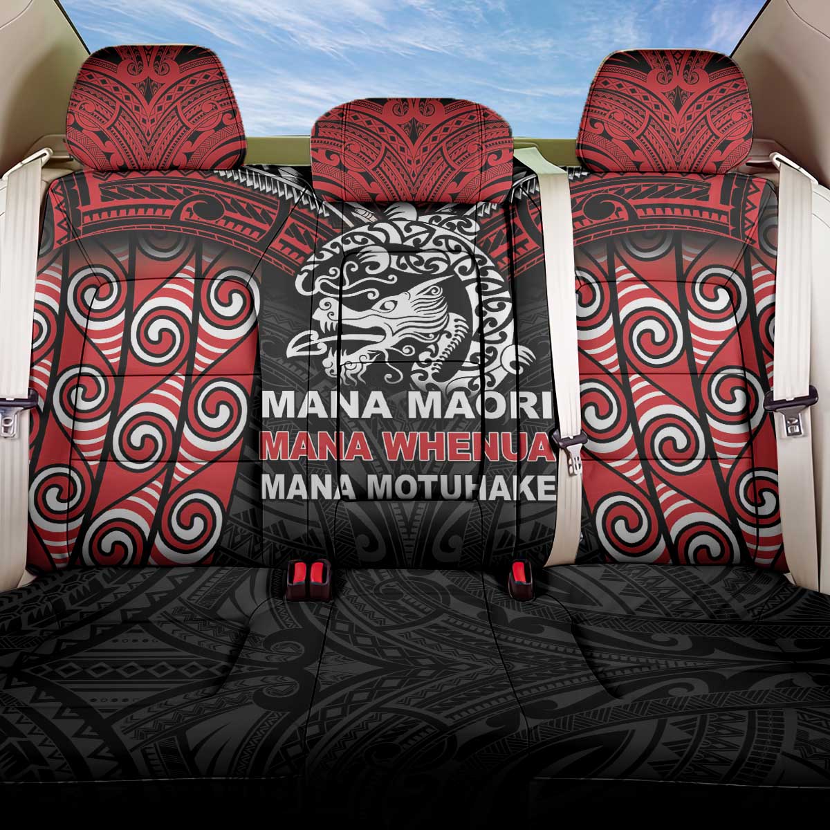 Aotearoa Mana Maori Back Car Seat Cover Toitu Te Tiriti LT05 One Size Black - Polynesian Pride