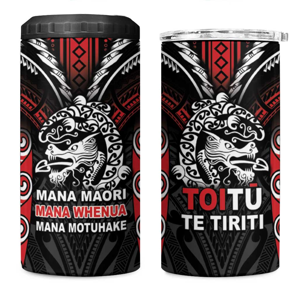 Aotearoa Mana Maori 4 in 1 Can Cooler Tumbler Toitu Te Tiriti LT05 One Size: 16 oz Black - Polynesian Pride