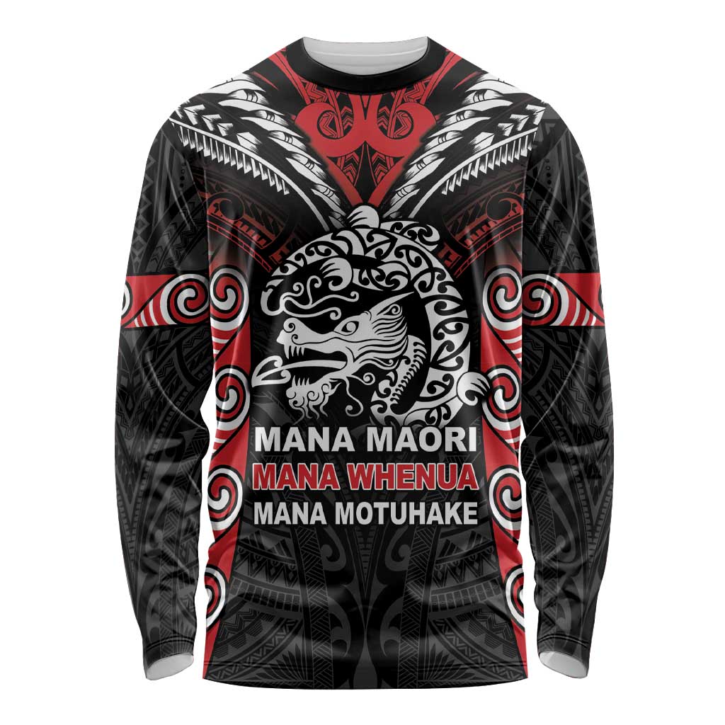 Aotearoa Mana Maori Long Sleeve Shirt Toitu Te Tiriti LT05 Unisex Black - Polynesian Pride