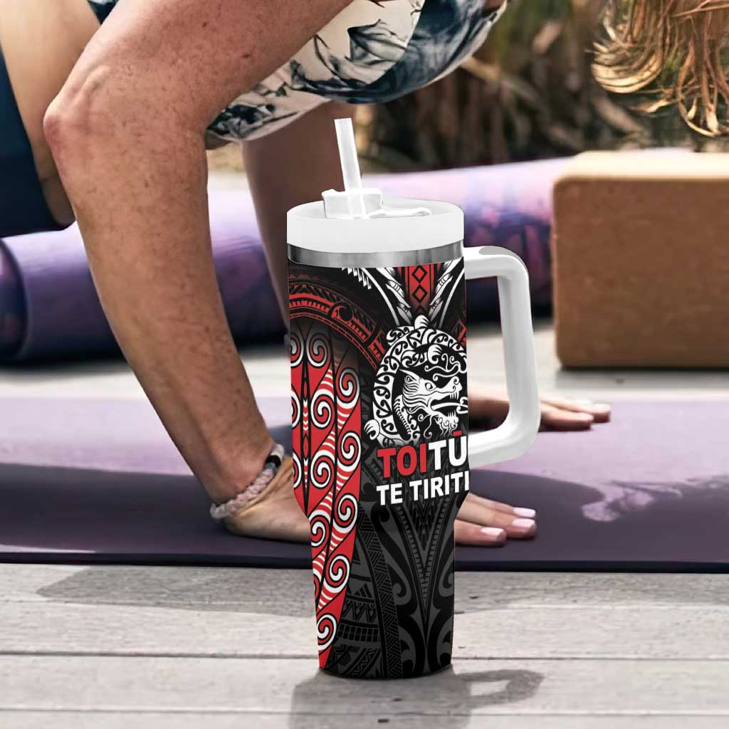 Aotearoa Mana Maori Tumbler With Handle Toitu Te Tiriti LT05 - Polynesian Pride