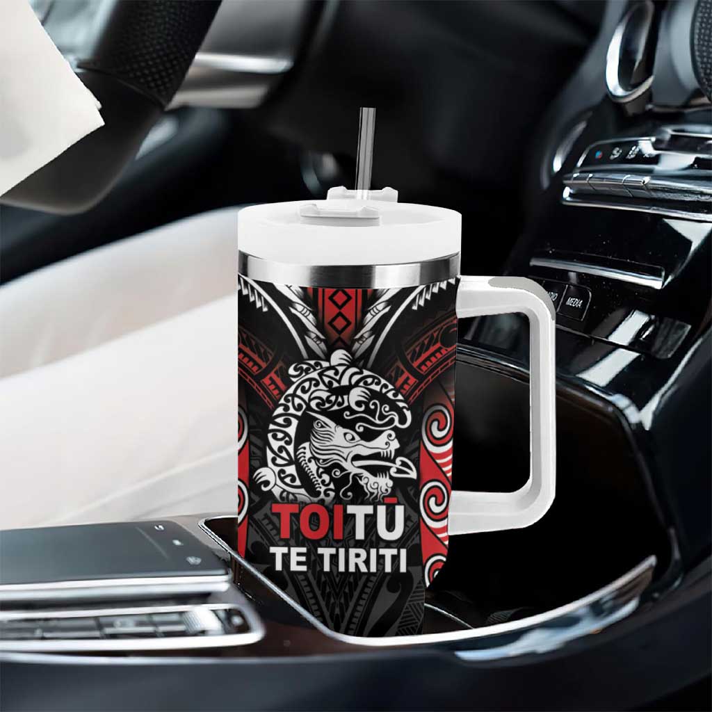 Aotearoa Mana Maori Tumbler With Handle Toitu Te Tiriti LT05 - Polynesian Pride