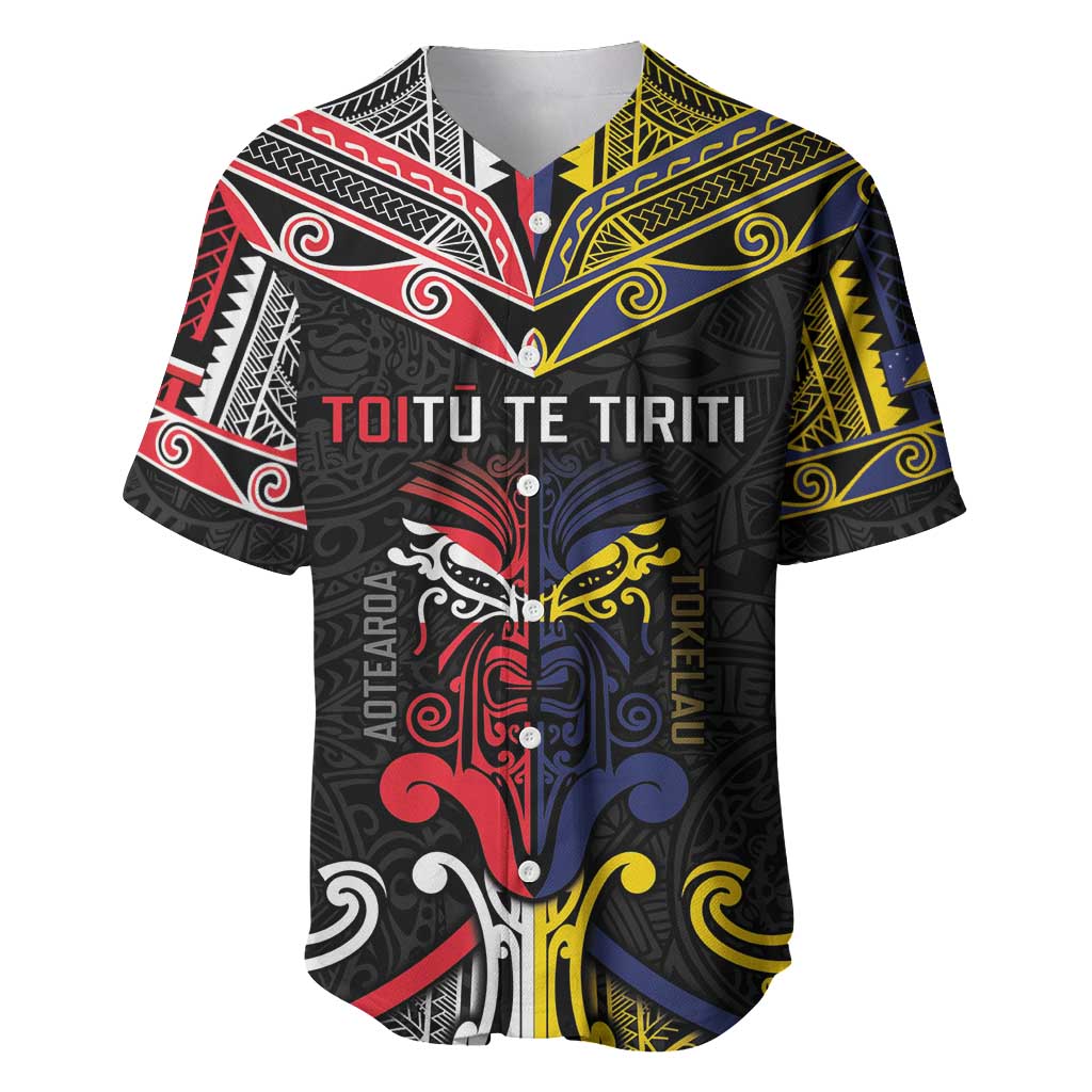 Tokelau And Aotearoa Baseball Jersey Together For Te Tiriti O Waitangi LT05 Black - Polynesian Pride