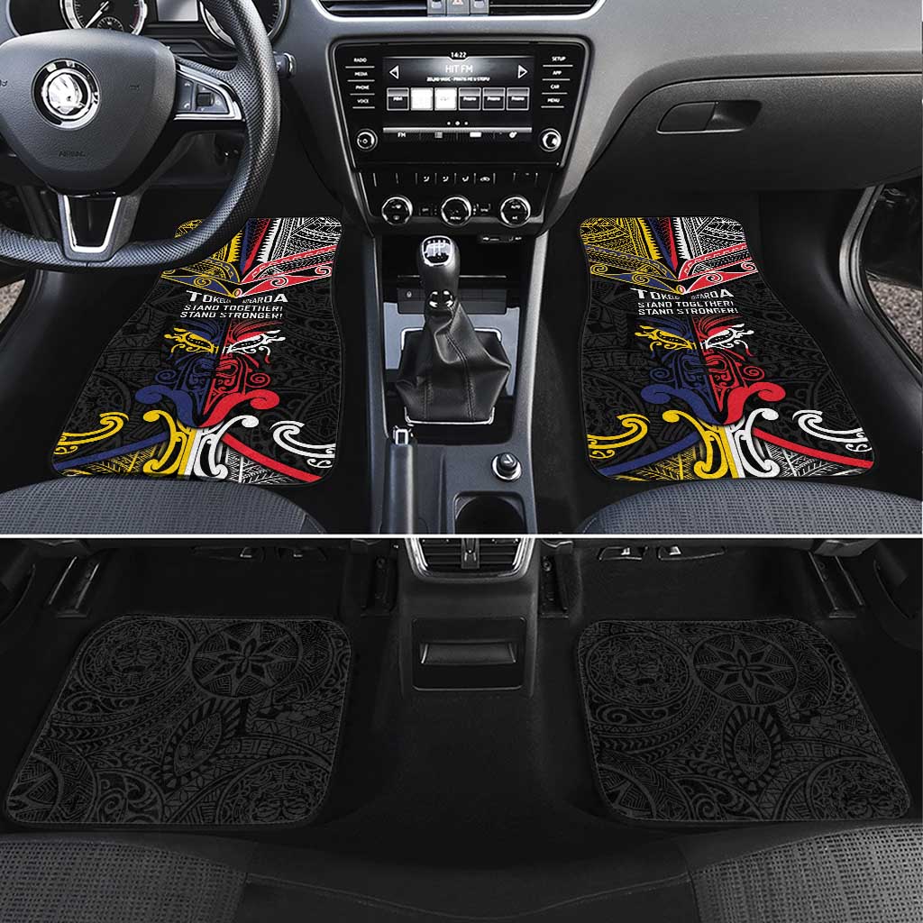 Tokelau And Aotearoa Car Mats Together For Te Tiriti O Waitangi LT05 Set 4pcs Black - Polynesian Pride