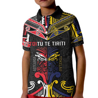 Tokelau And Aotearoa Kid Polo Shirt Together For Te Tiriti O Waitangi LT05 Kid Black - Polynesian Pride