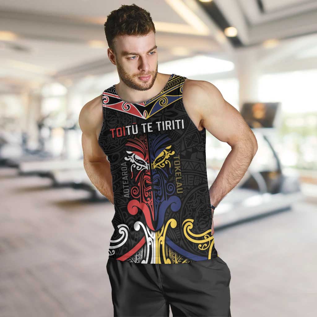 Tokelau And Aotearoa Men Tank Top Together For Te Tiriti O Waitangi LT05 Black - Polynesian Pride