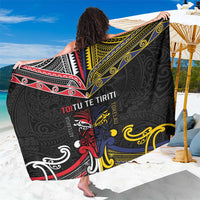 Tokelau And Aotearoa Sarong Together For Te Tiriti O Waitangi LT05 One Size 44 x 66 inches Black - Polynesian Pride