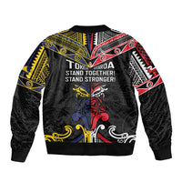 Tokelau And Aotearoa Sleeve Zip Bomber Jacket Together For Te Tiriti O Waitangi LT05 - Polynesian Pride