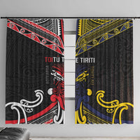 Tokelau And Aotearoa Window Curtain Together For Te Tiriti O Waitangi LT05 With Hooks Black - Polynesian Pride