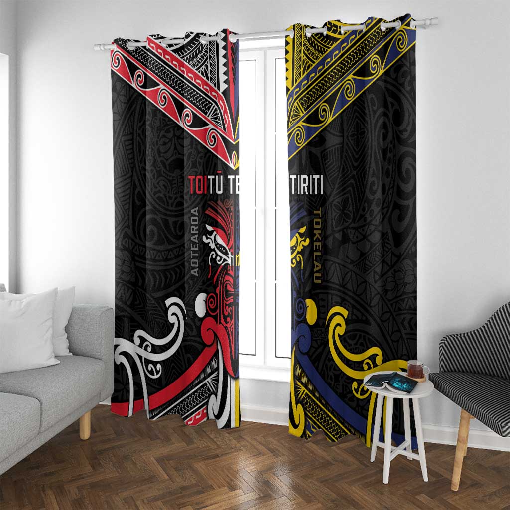 Tokelau And Aotearoa Window Curtain Together For Te Tiriti O Waitangi LT05 With Grommets Black - Polynesian Pride