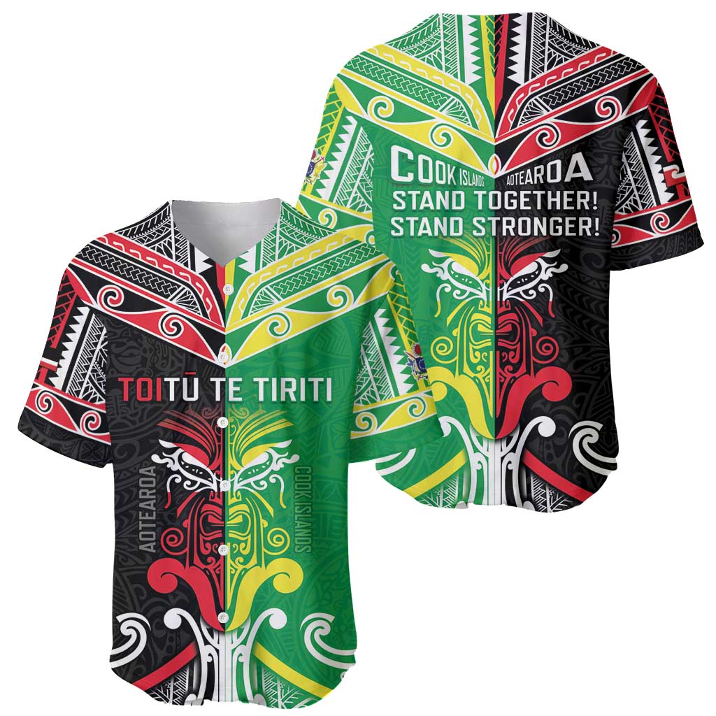 Cook Islands And Aotearoa Baseball Jersey Together For Te Tiriti O Waitangi LT05 - Polynesian Pride