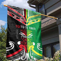 Cook Islands And Aotearoa Garden Flag Together For Te Tiriti O Waitangi LT05 - Polynesian Pride