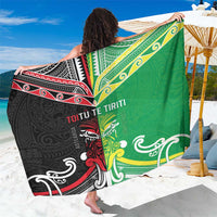 Cook Islands And Aotearoa Sarong Together For Te Tiriti O Waitangi LT05 One Size 44 x 66 inches Black - Polynesian Pride