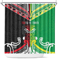Cook Islands And Aotearoa Shower Curtain Together For Te Tiriti O Waitangi LT05 Black - Polynesian Pride