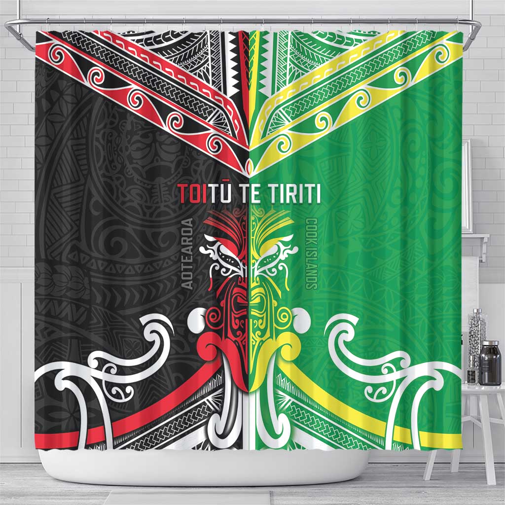 Cook Islands And Aotearoa Shower Curtain Together For Te Tiriti O Waitangi LT05 - Polynesian Pride