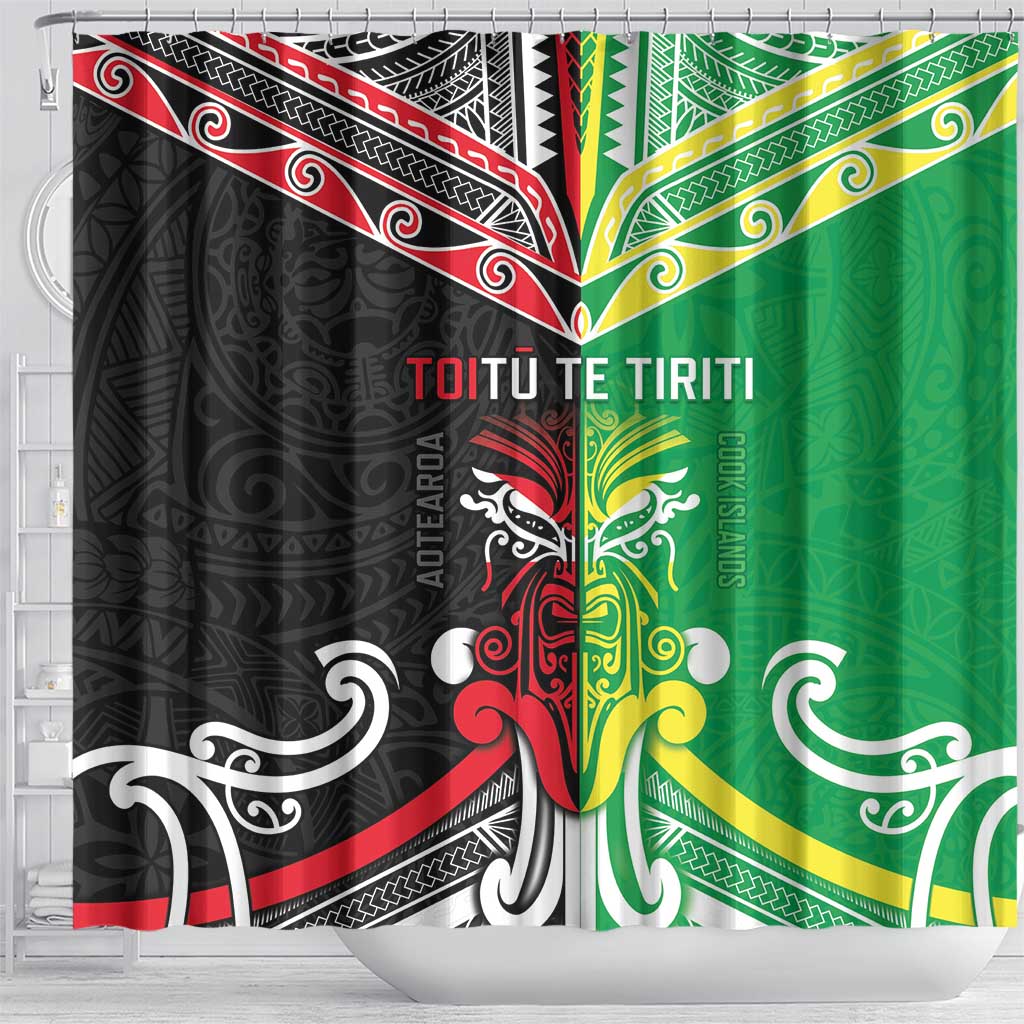 Cook Islands And Aotearoa Shower Curtain Together For Te Tiriti O Waitangi LT05 - Polynesian Pride