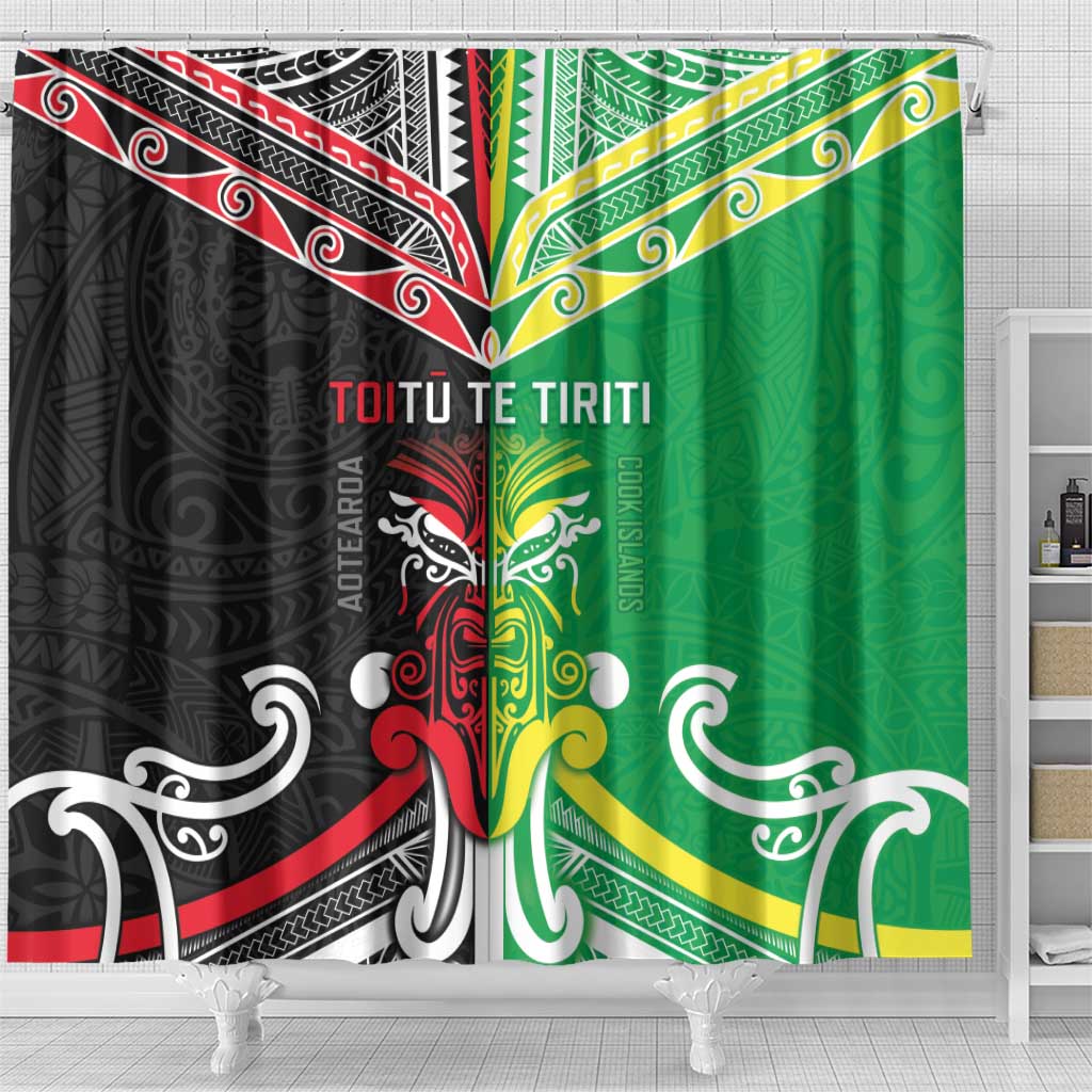 Cook Islands And Aotearoa Shower Curtain Together For Te Tiriti O Waitangi LT05 - Polynesian Pride