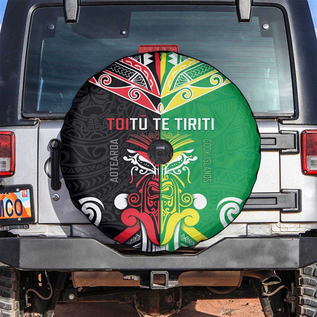 Cook Islands And Aotearoa Spare Tire Cover Together For Te Tiriti O Waitangi