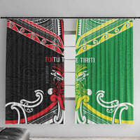 Cook Islands And Aotearoa Window Curtain Together For Te Tiriti O Waitangi LT05 With Hooks Black - Polynesian Pride