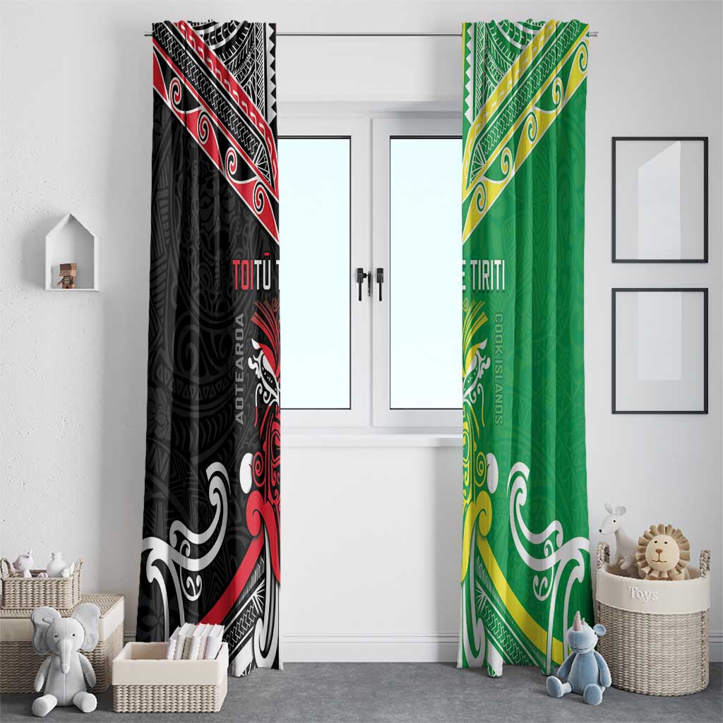 Cook Islands And Aotearoa Window Curtain Together For Te Tiriti O Waitangi LT05 - Polynesian Pride