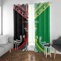 Cook Islands And Aotearoa Window Curtain Together For Te Tiriti O Waitangi LT05 With Grommets Black - Polynesian Pride
