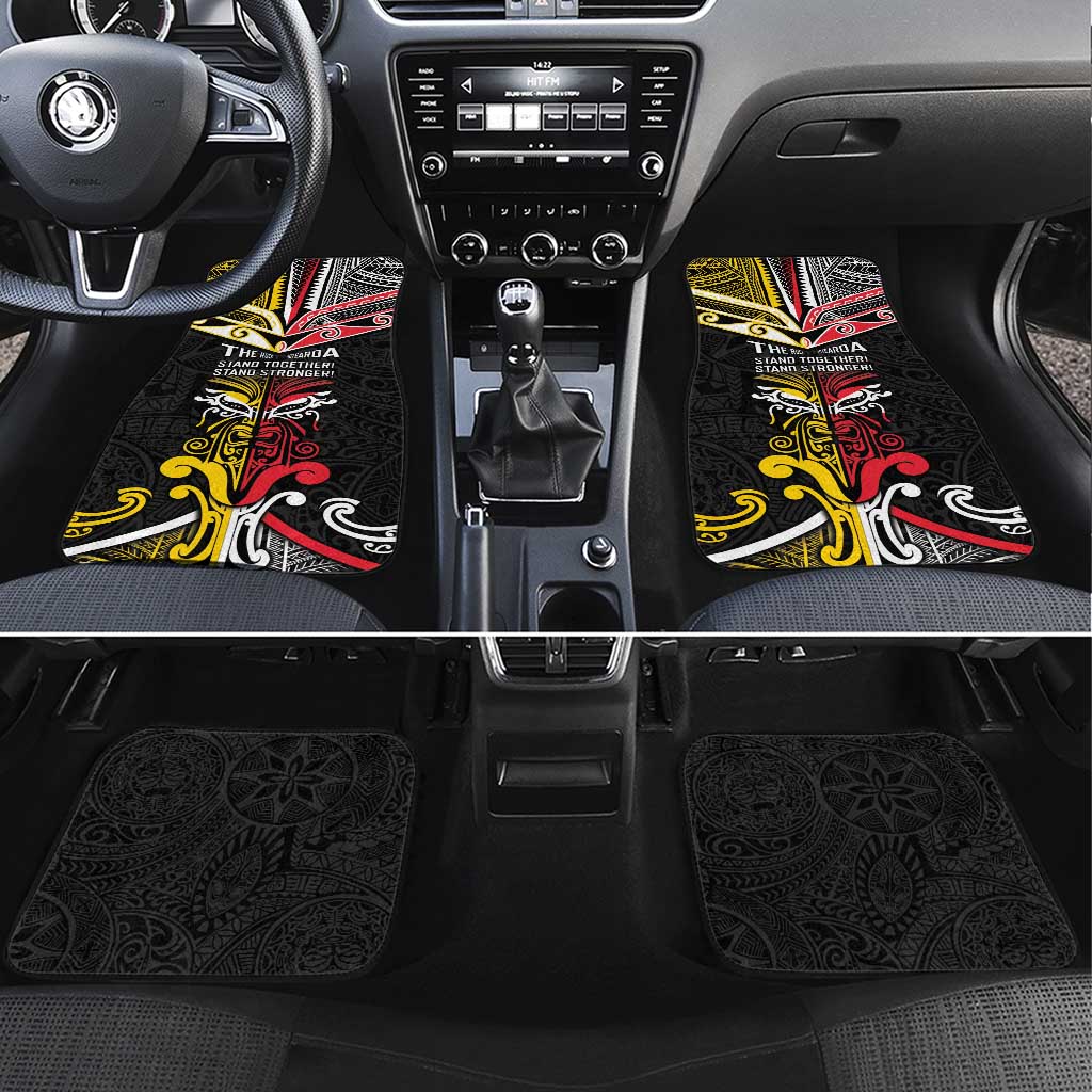 Niue And Aotearoa Car Mats Together For Te Tiriti O Waitangi LT05 Set 4pcs Black - Polynesian Pride