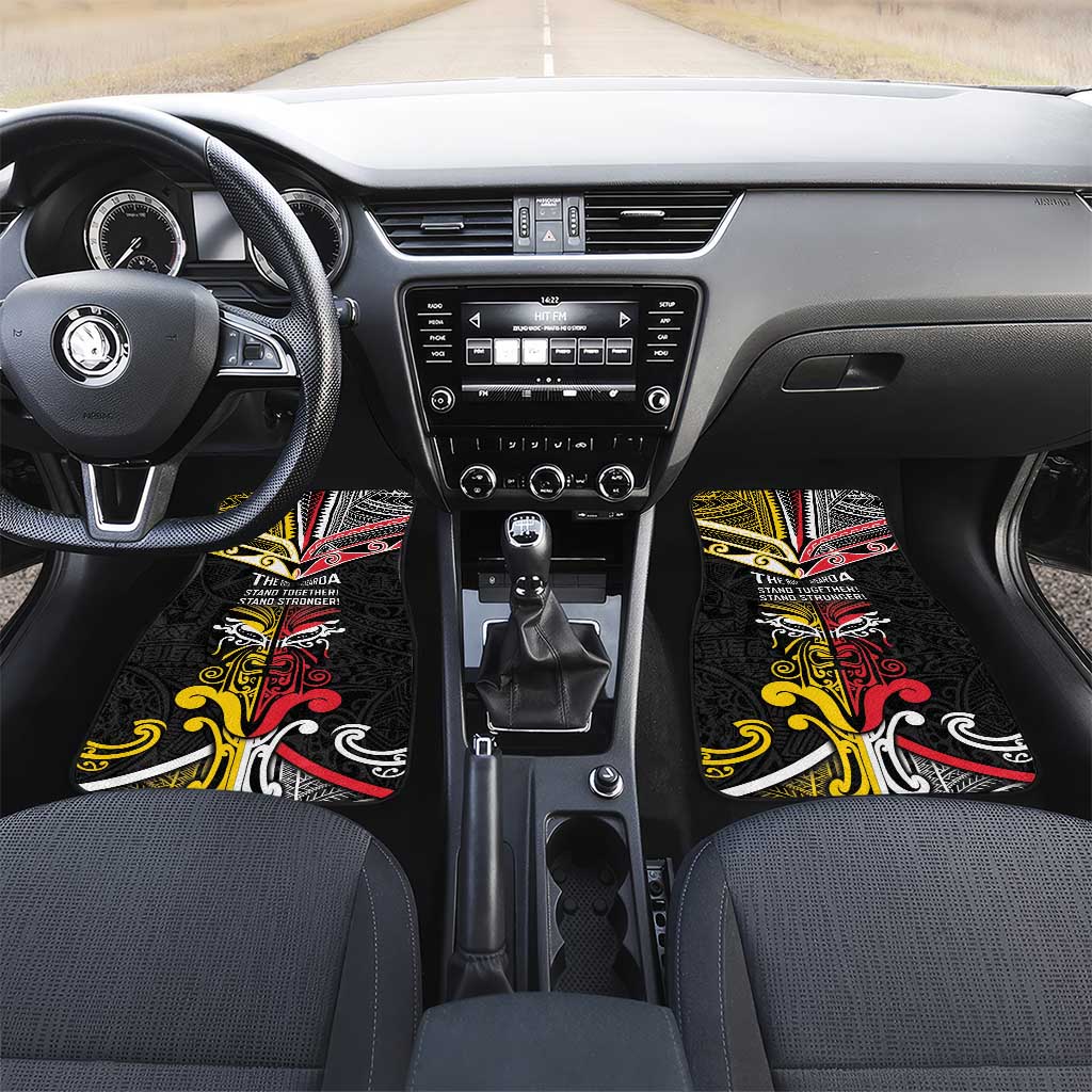 Niue And Aotearoa Car Mats Together For Te Tiriti O Waitangi LT05 Set 2pcs - Front Black - Polynesian Pride