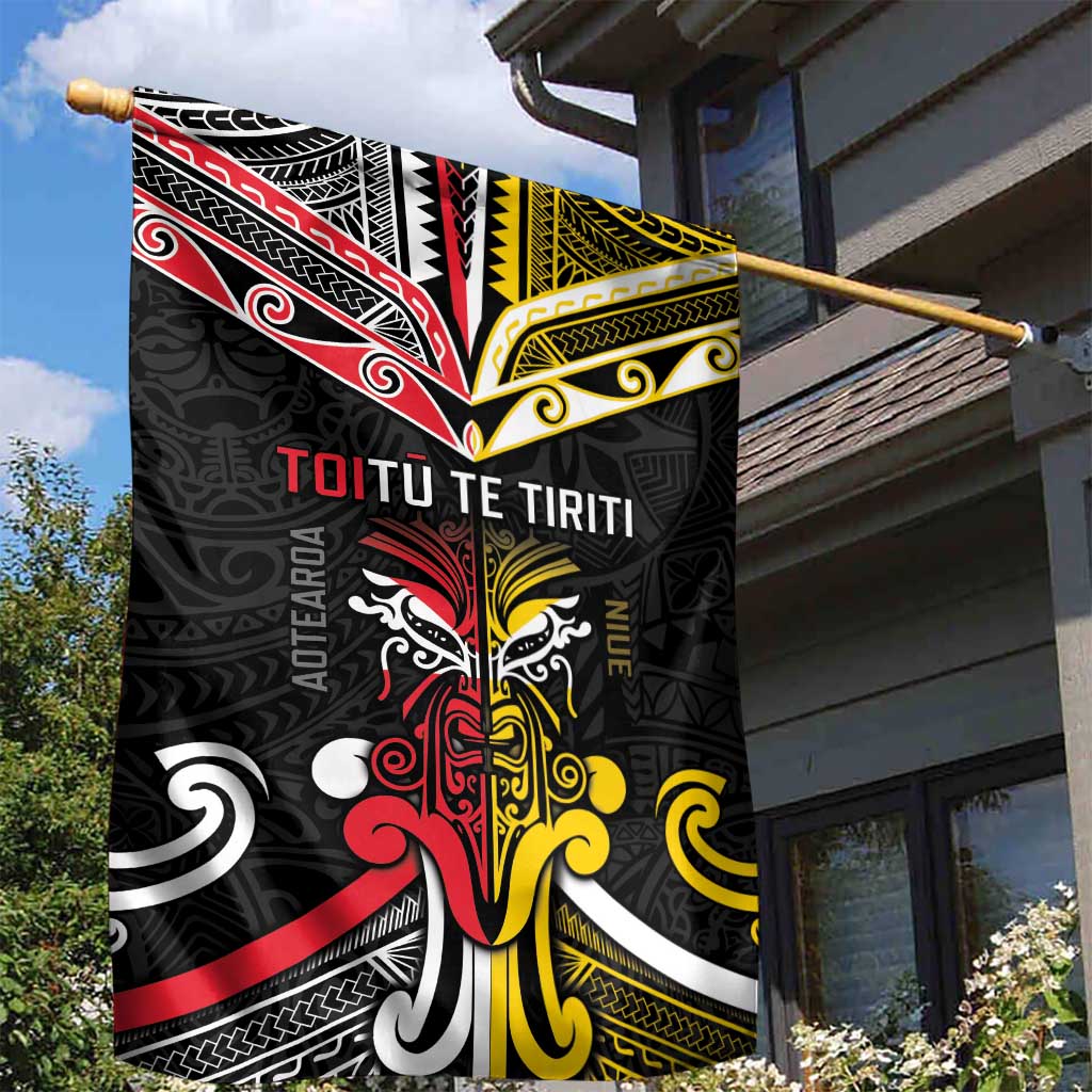 Niue And Aotearoa Garden Flag Together For Te Tiriti O Waitangi LT05 - Polynesian Pride