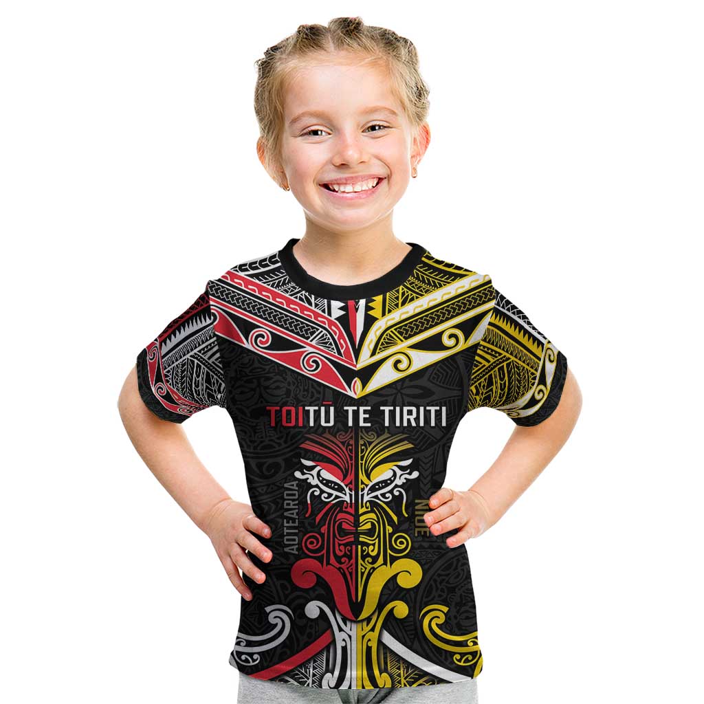 Niue And Aotearoa Kid T Shirt Together For Te Tiriti O Waitangi