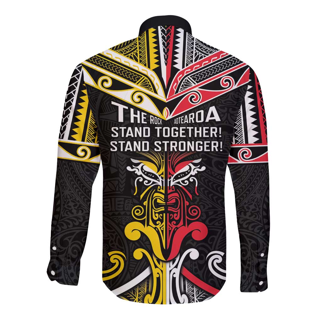 Niue And Aotearoa Long Sleeve Button Shirt Together For Te Tiriti O Waitangi LT05 - Polynesian Pride