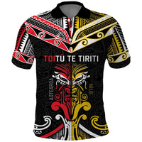 Niue And Aotearoa Polo Shirt Together For Te Tiriti O Waitangi LT05 Black - Polynesian Pride