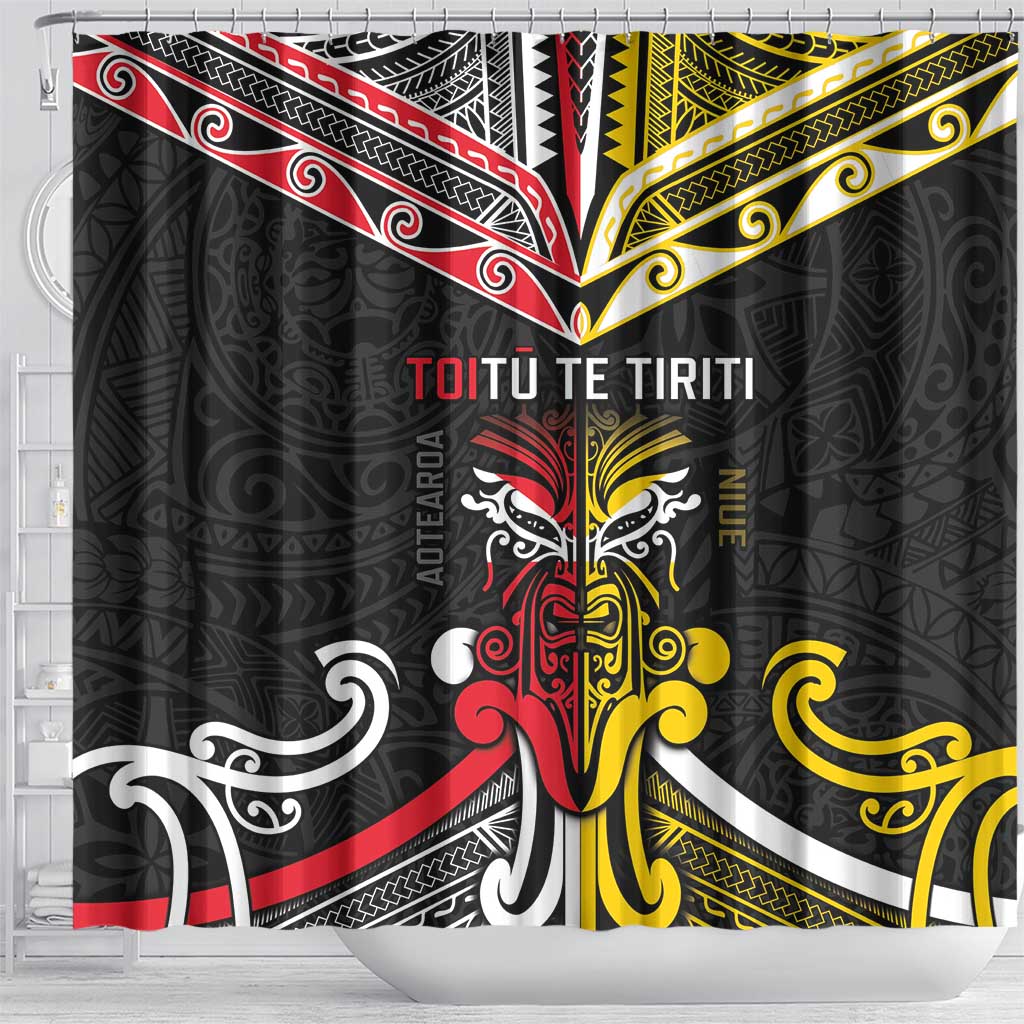 Niue And Aotearoa Shower Curtain Together For Te Tiriti O Waitangi LT05 - Polynesian Pride
