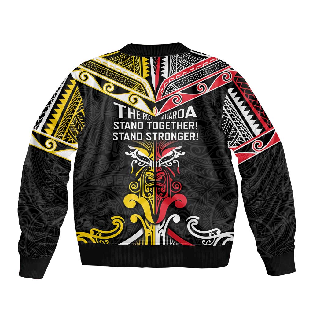Niue And Aotearoa Sleeve Zip Bomber Jacket Together For Te Tiriti O Waitangi LT05 - Polynesian Pride