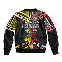 Niue And Aotearoa Sleeve Zip Bomber Jacket Together For Te Tiriti O Waitangi LT05 - Polynesian Pride