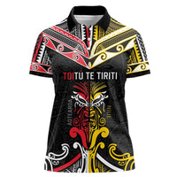 Niue And Aotearoa Women Polo Shirt Together For Te Tiriti O Waitangi LT05 Female Black - Polynesian Pride