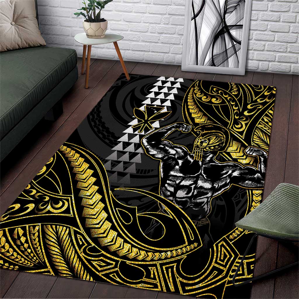 Hawaii Ikaika Warrior Helmet Area Rug Gold Style