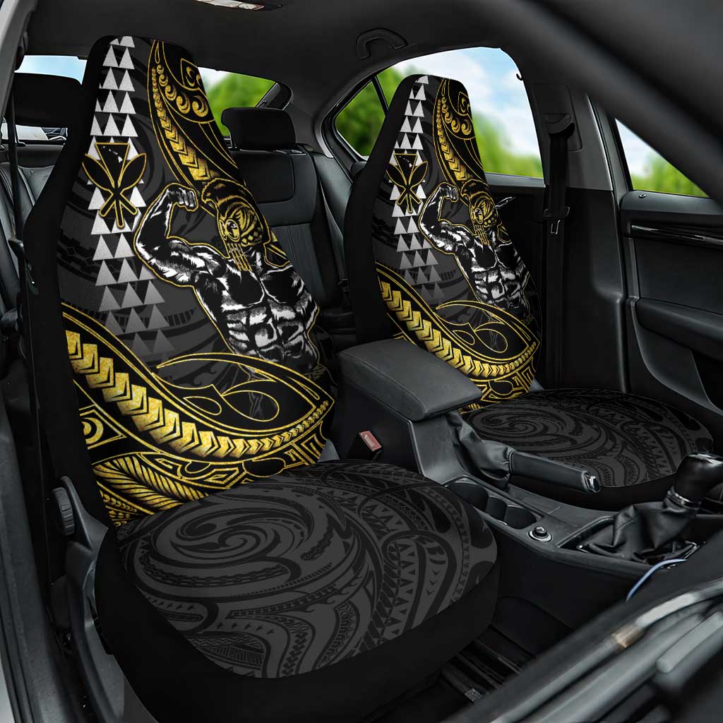 Hawaii Ikaika Warrior Helmet Car Seat Cover Gold Style LT05 One Size Gold - Polynesian Pride