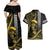 Hawaii Ikaika Warrior Helmet Couples Matching Off Shoulder Maxi Dress and Hawaiian Shirt Gold Style