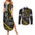 Hawaii Ikaika Warrior Helmet Couples Matching Summer Maxi Dress and Long Sleeve Button Shirt Gold Style