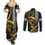 Hawaii Ikaika Warrior Helmet Couples Matching Summer Maxi Dress and Long Sleeve Button Shirt Gold Style