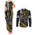 Hawaii Ikaika Warrior Helmet Couples Matching Tank Maxi Dress and Long Sleeve Button Shirt Gold Style