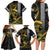 Hawaii Ikaika Warrior Helmet Family Matching Long Sleeve Bodycon Dress and Hawaiian Shirt Gold Style